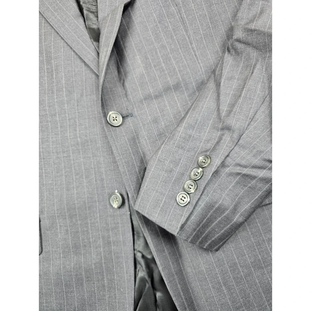 LRL‎ Ralph Lauren Pinstripe Suit Jacket Mens 41R 40 42 Grey 100% Wool Blazer